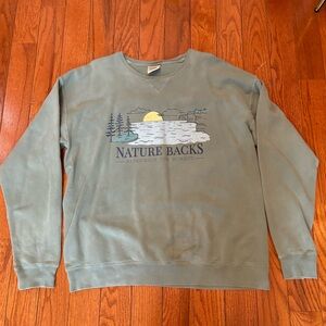 Nature Backs Reflect Crewneck Sage Green Sweatshirt